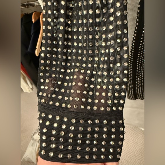 Self-Portrait Black Studded, Embellished Long Sleeve mini dress - size 6 - Picture 9 of 10